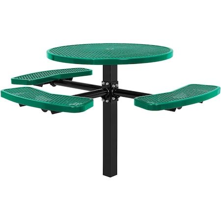 Global Industrial Round Picnic Table, Green, In Ground Mount, ADA Compliant, 46 in 695294GN